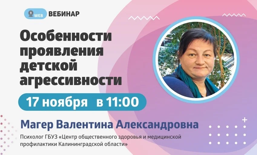 Вебинар. Тема: "Особенности проявления детской агрессивности"