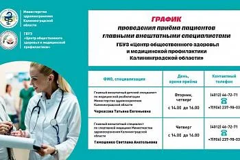 График приема внештатными специалистами ГБУЗ "Центр общественного здоровья и мед. профилактики"