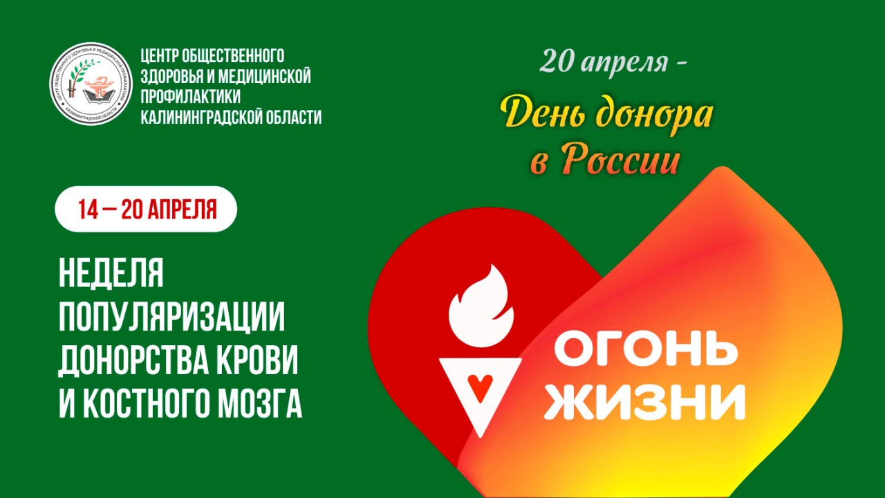 С 14 по 20 апреля в России проходит неделя популяризации донорства крови и костного мозга, посвящённая Национальному дню донора.